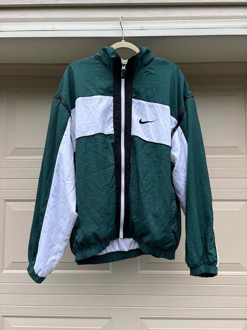 Vintage 90s Nike Colorblock Windbreaker Full Zip Jacket Green white Men's XL